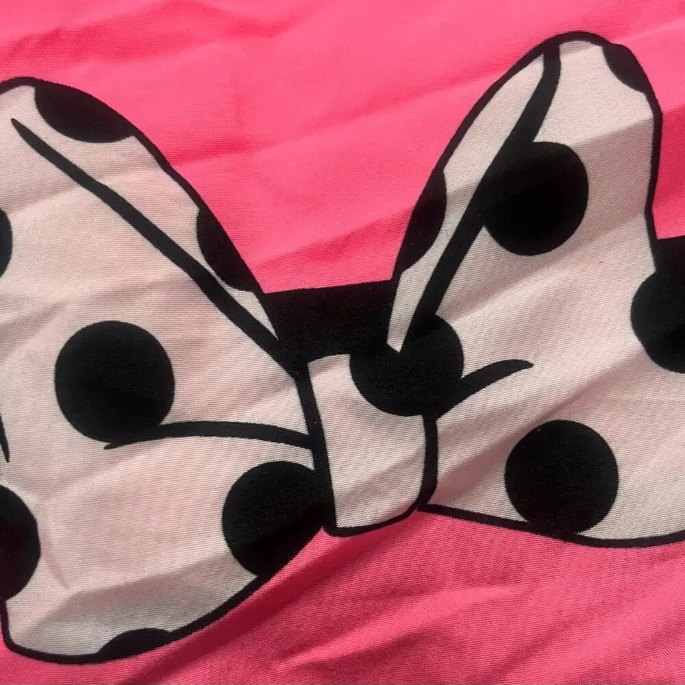 Disney Minnie Mouse microfiber pink shower curtain/bow polka dot curtain hooks